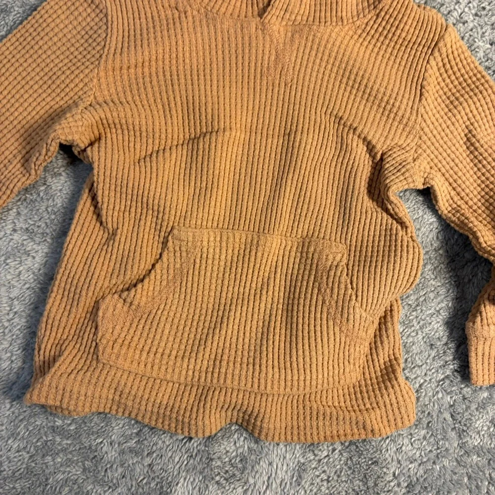 OshKosh Bgosh Toddler Boys Waffle Knit Hoodie Mustard Yellow Tan 18M Pullover